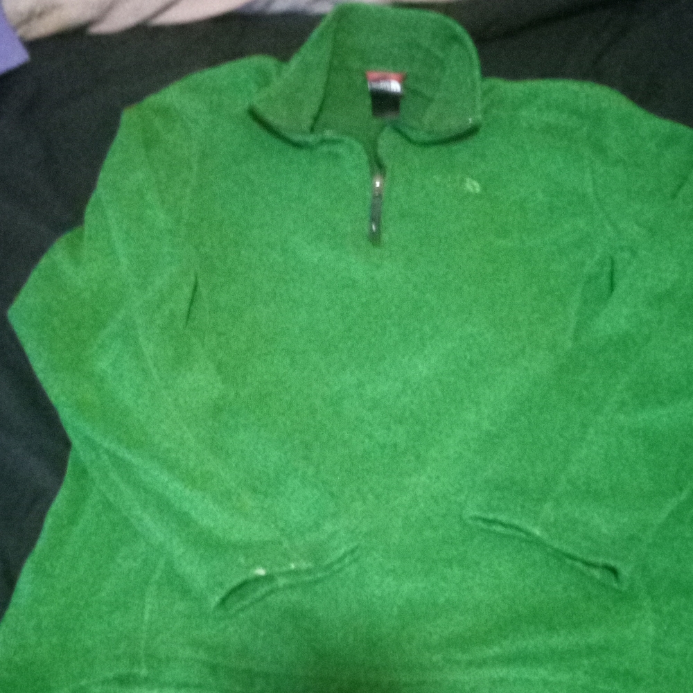 Size large North face pull over color is green